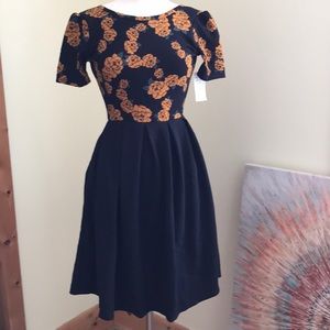 NWT Lularoe Small Amelia Dress - Black w/Floral